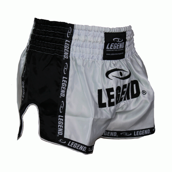 Kickboks broekje Wit/Zwart Legend Trendy  - Maat: XXL